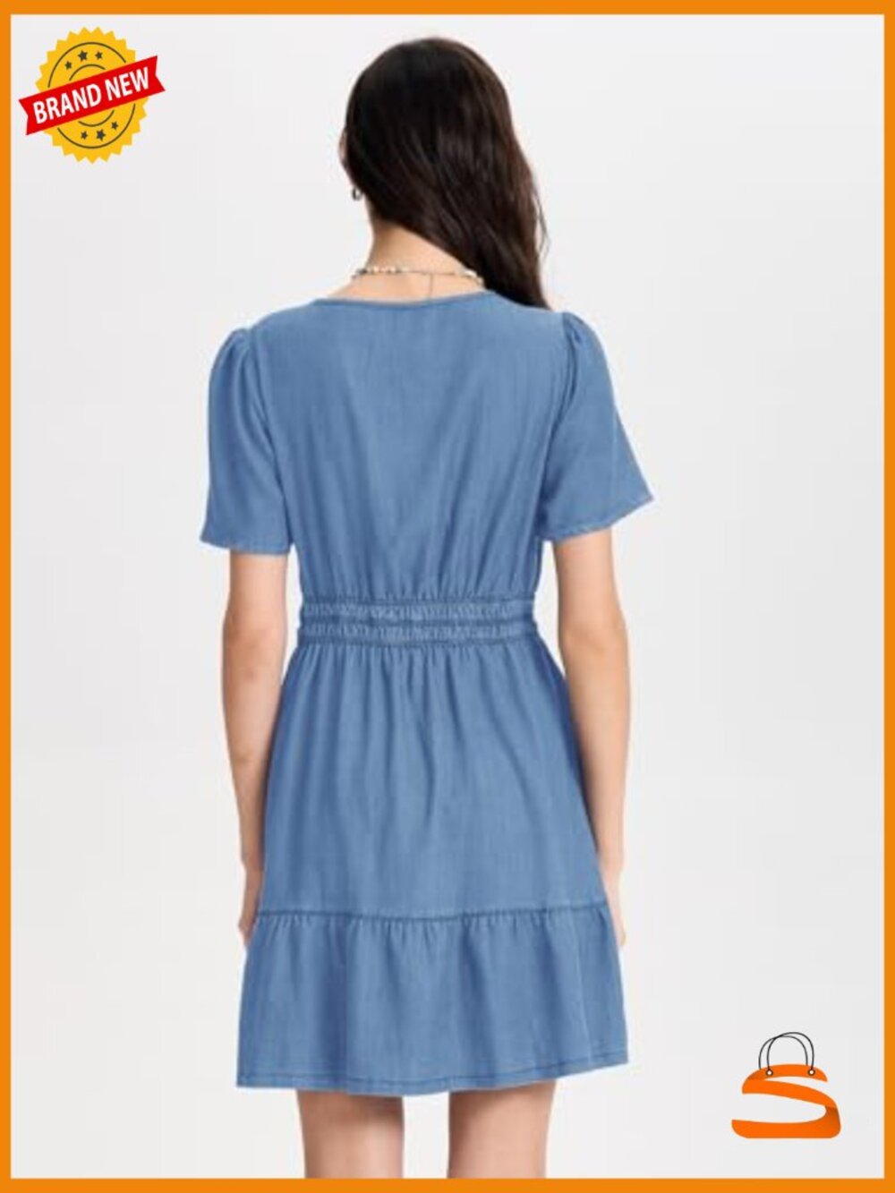 Sleeveless Denim Dress Soft Lightweight A-Line Mini with Pockets - Picture 2 of 6